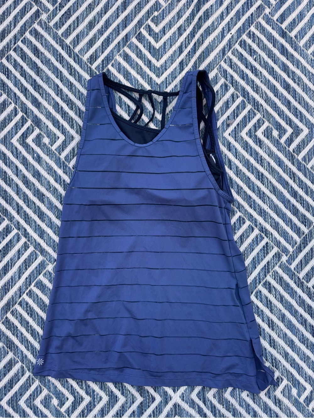 Athleta Blue Striped Performance Tank with sports bra
